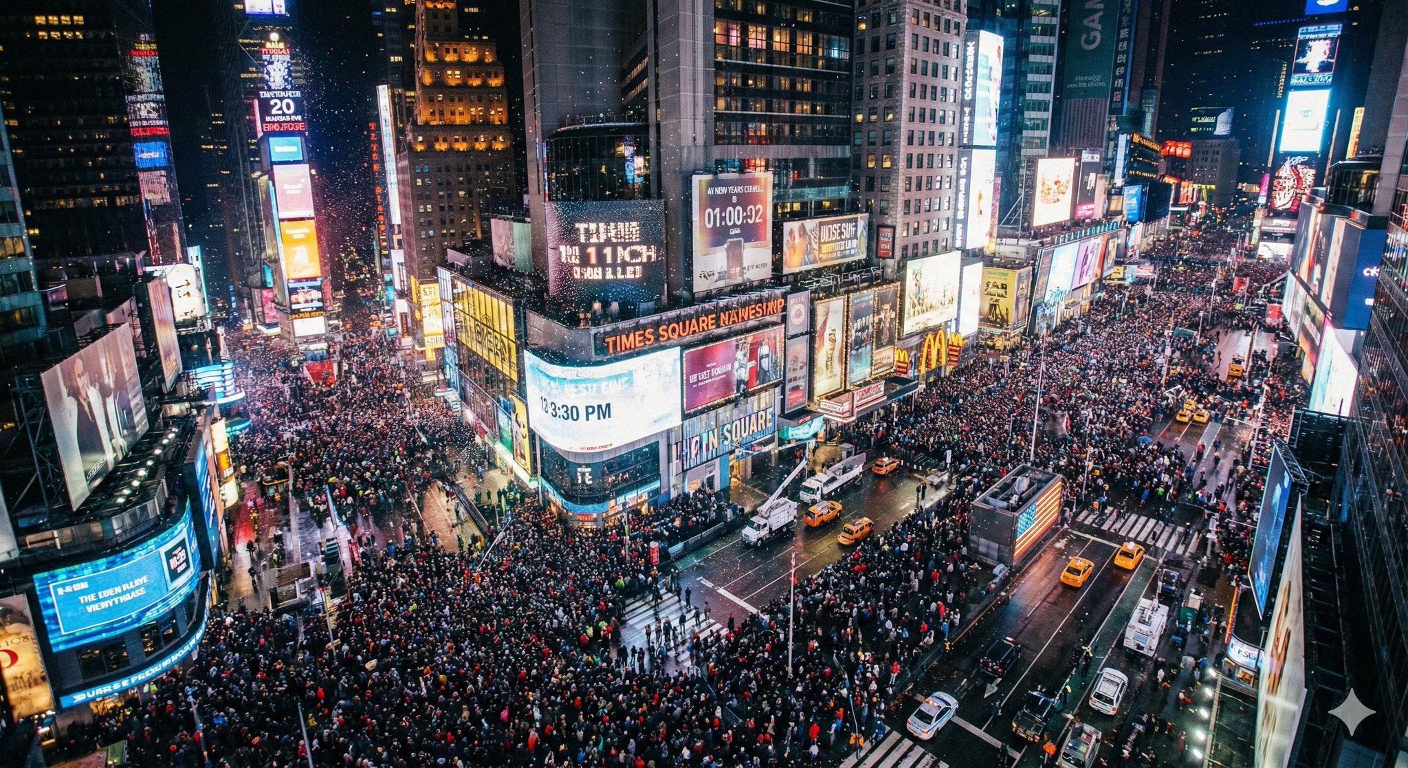 Aerial View of Times Square on New Year's Eve - view 1
