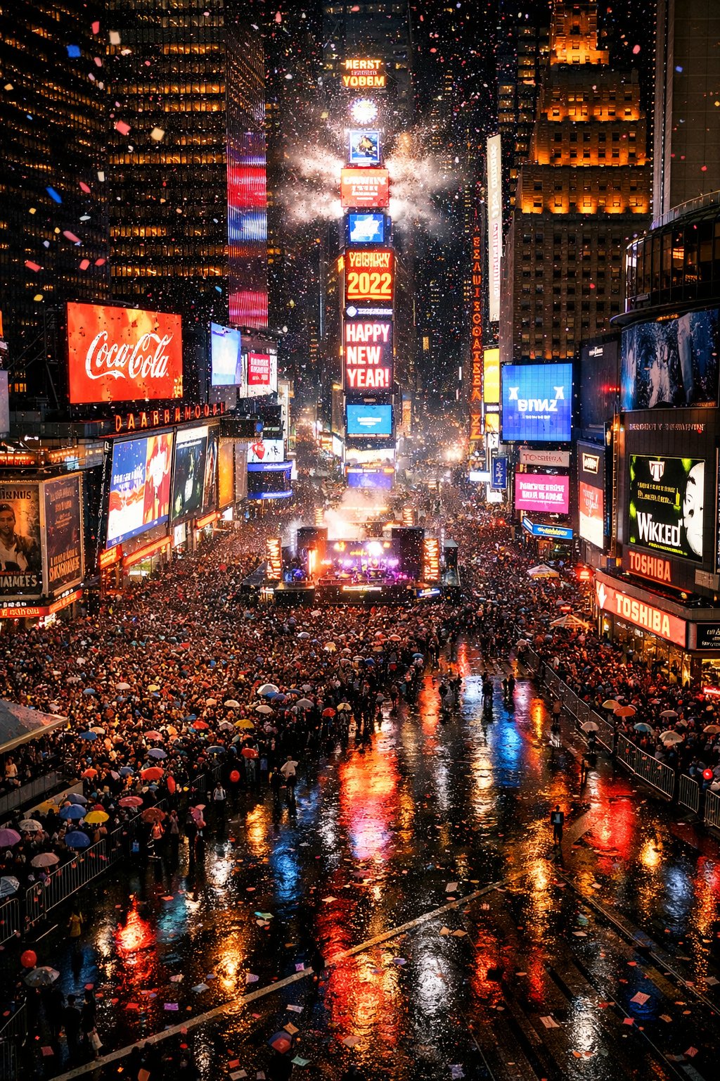Aerial View of Times Square on New Year's Eve thumbnail 2
