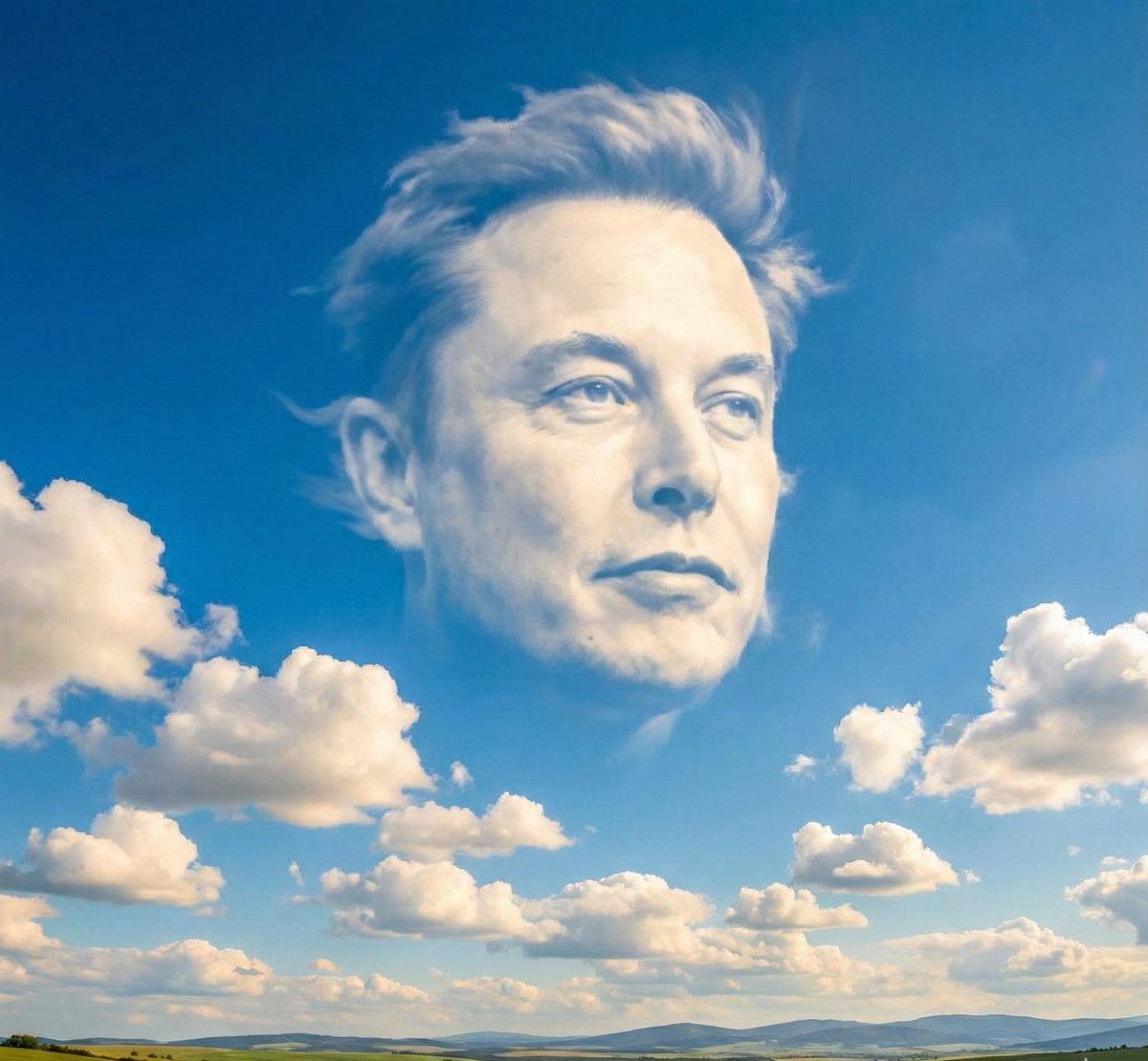 Ultra-realistic Cloud Silhouette of a Person in Blue Sky - view 1