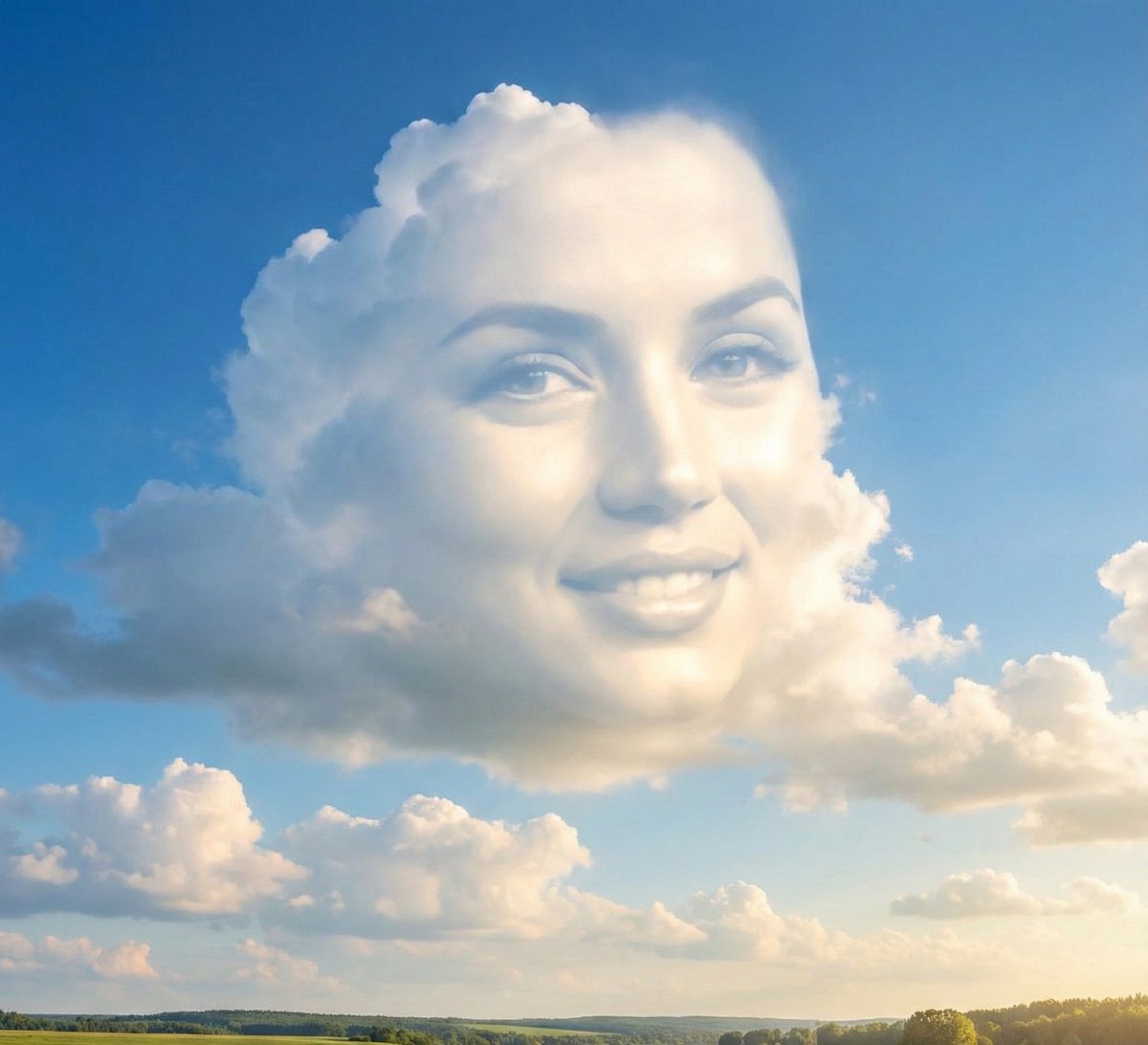 Ultra-realistic Cloud Silhouette of a Person in Blue Sky thumbnail 3