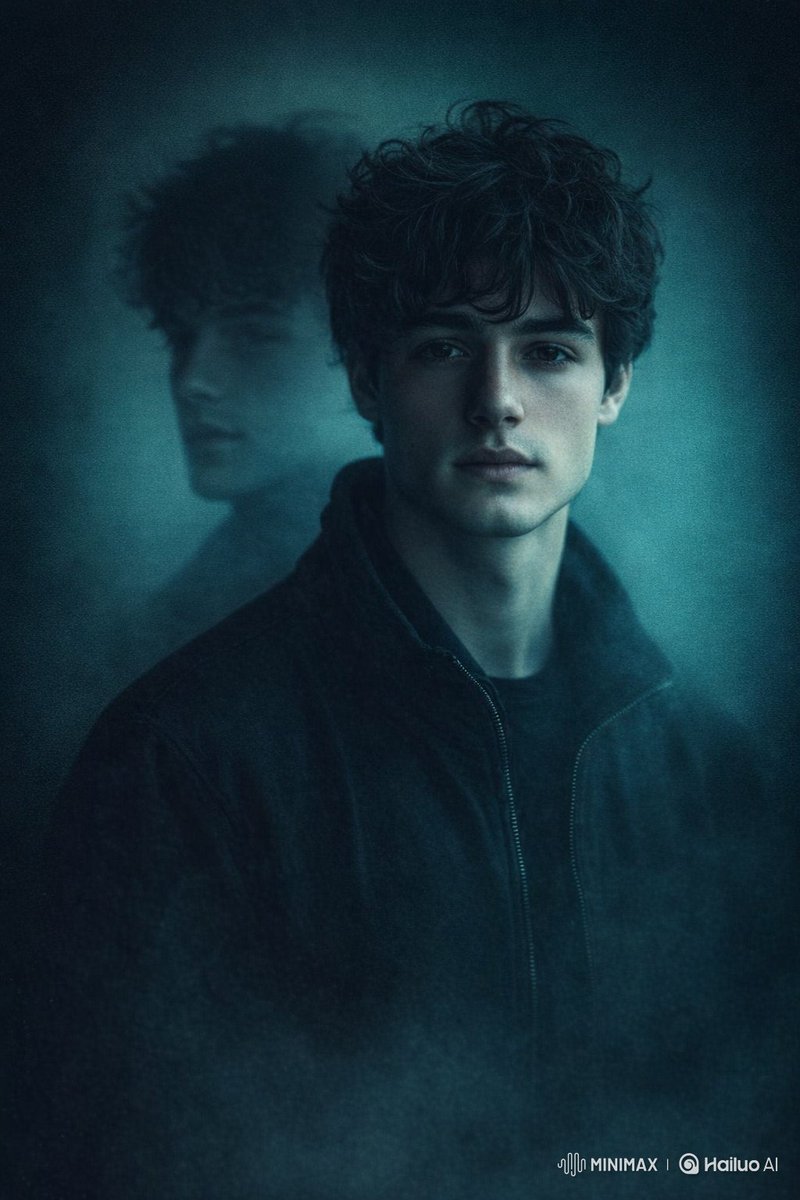 Moody Cinematic Portrait with Double Exposure and Teal Lighting - view 1