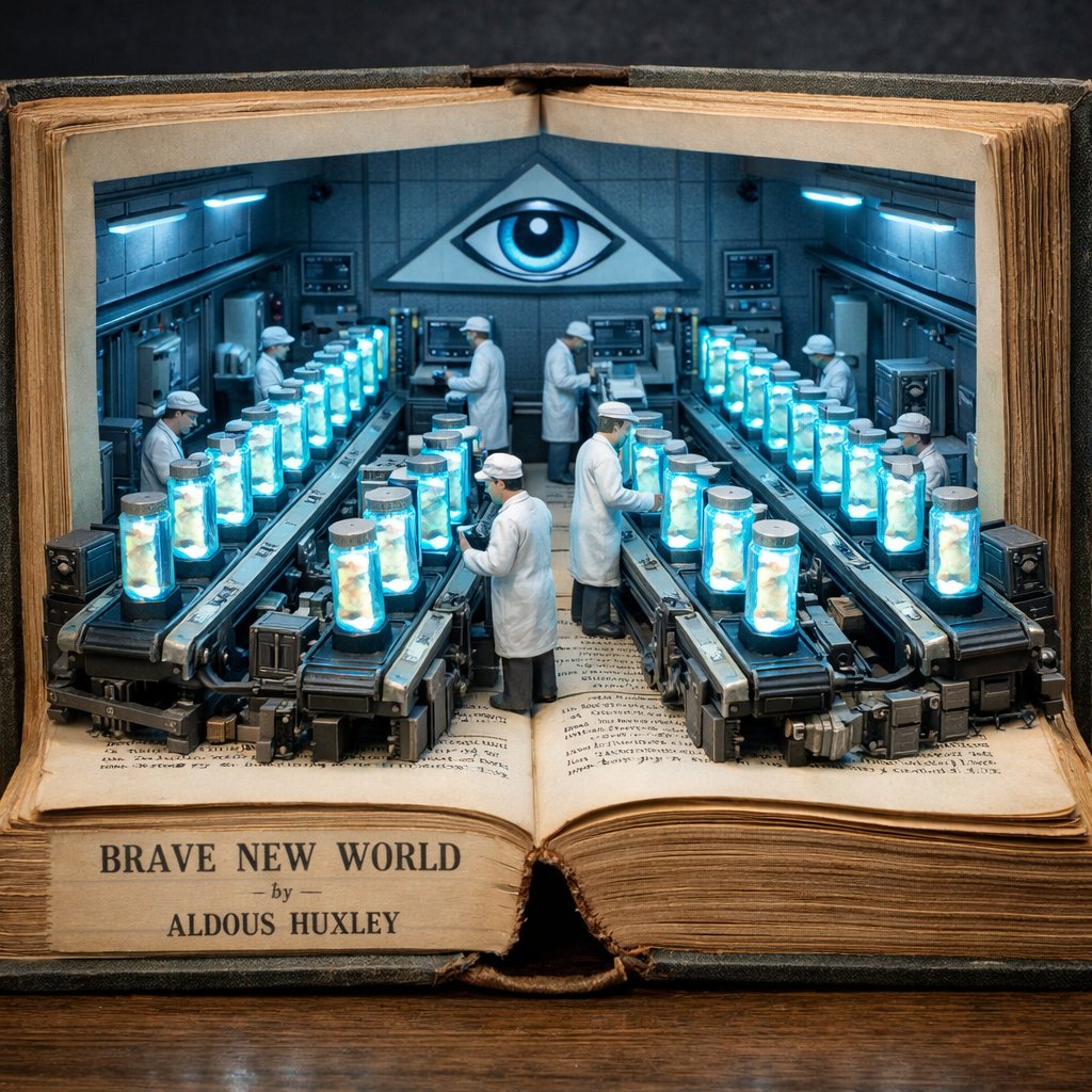 Surreal Sci-Fi Lab Emerging from Vintage Book - view 1