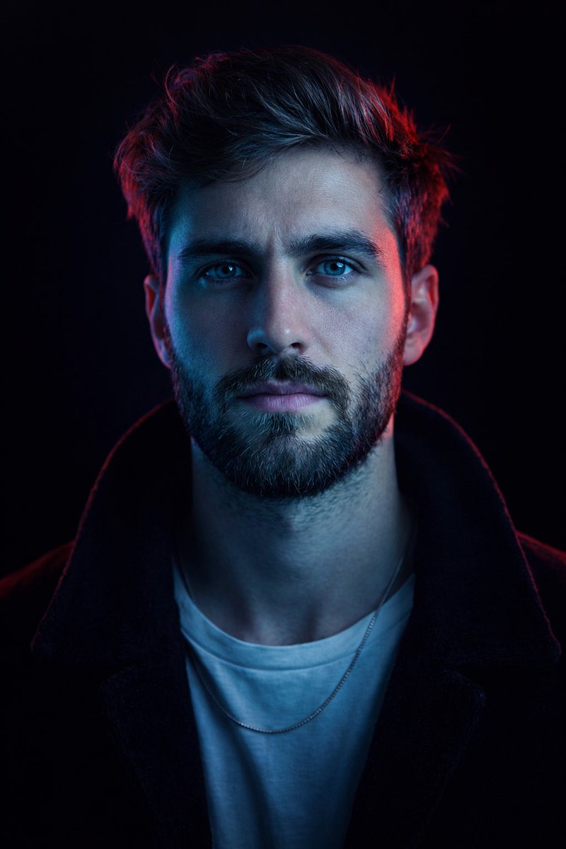 Cyberpunk Cinematic Portrait with Neon Split Lighting - view 1