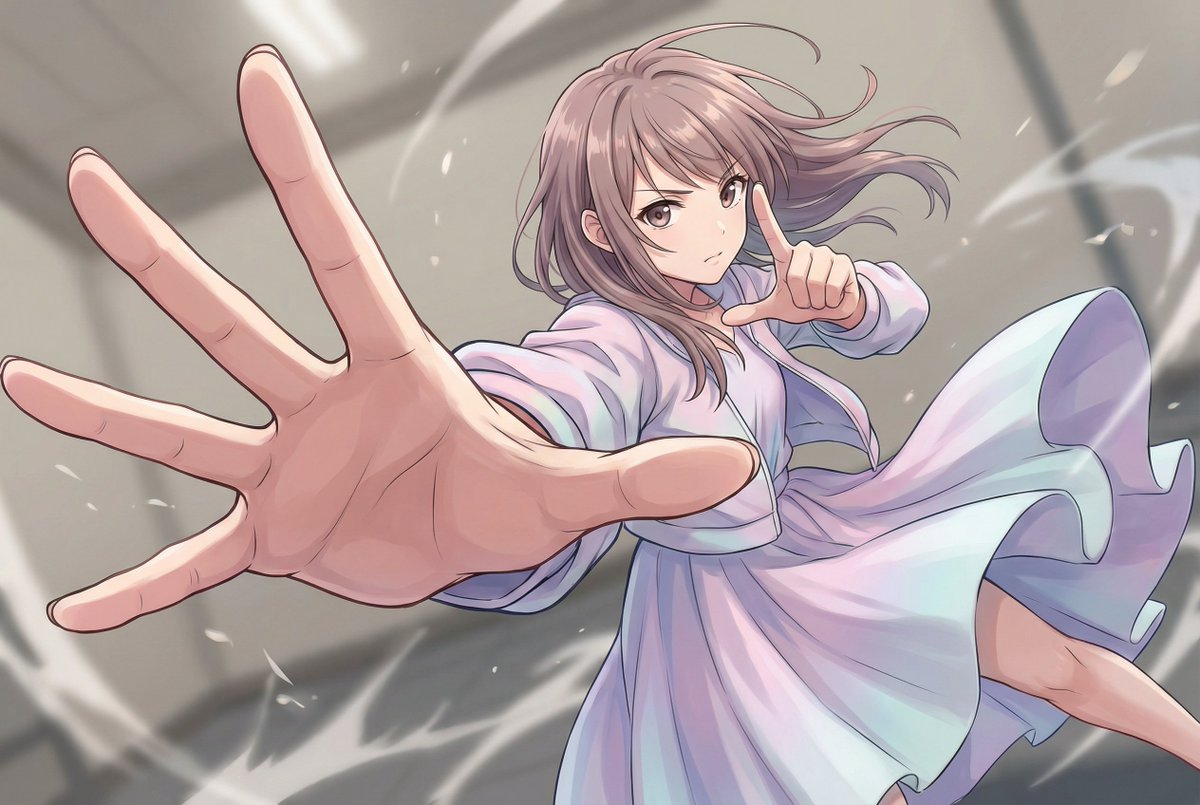 Dynamic Anime Battle Scene: Japanese Girl, Wide-Angle Perspective thumbnail 2