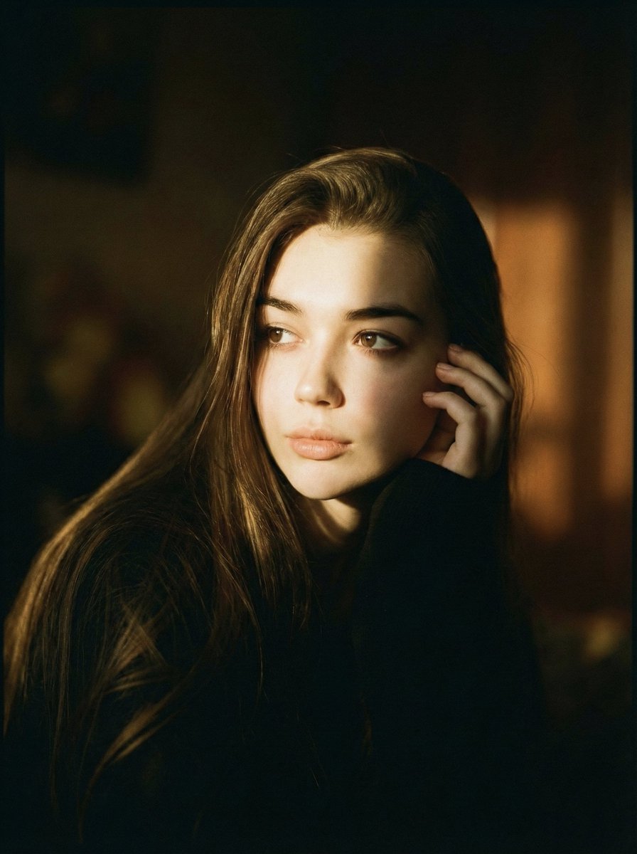 Thoughtful Cinematic Portrait with Soft Dramatic Lighting - view 1