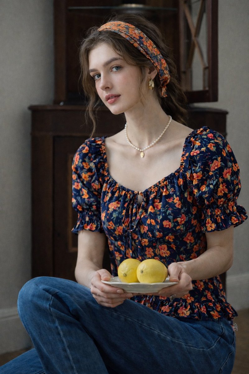 Intimate Lifestyle Portrait of Woman with Lemons - view 1