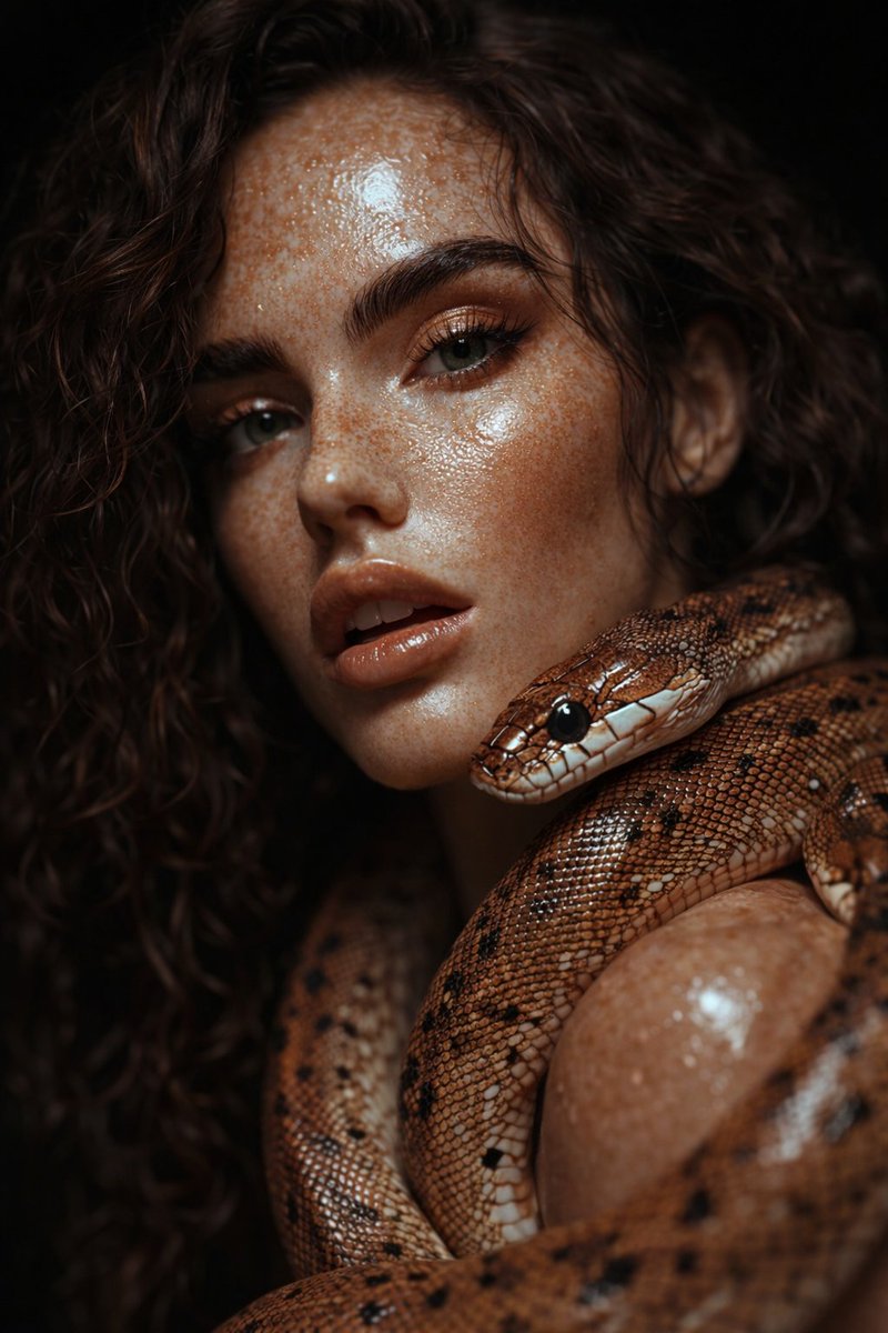 Hyper-realistic Portrait of Woman with Snake - view 1