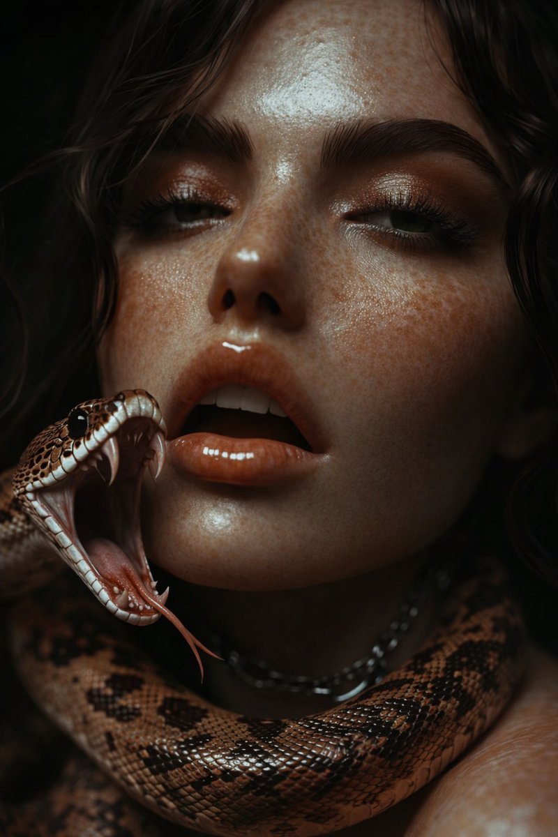 Hyper-realistic Portrait of Woman with Snake thumbnail 2