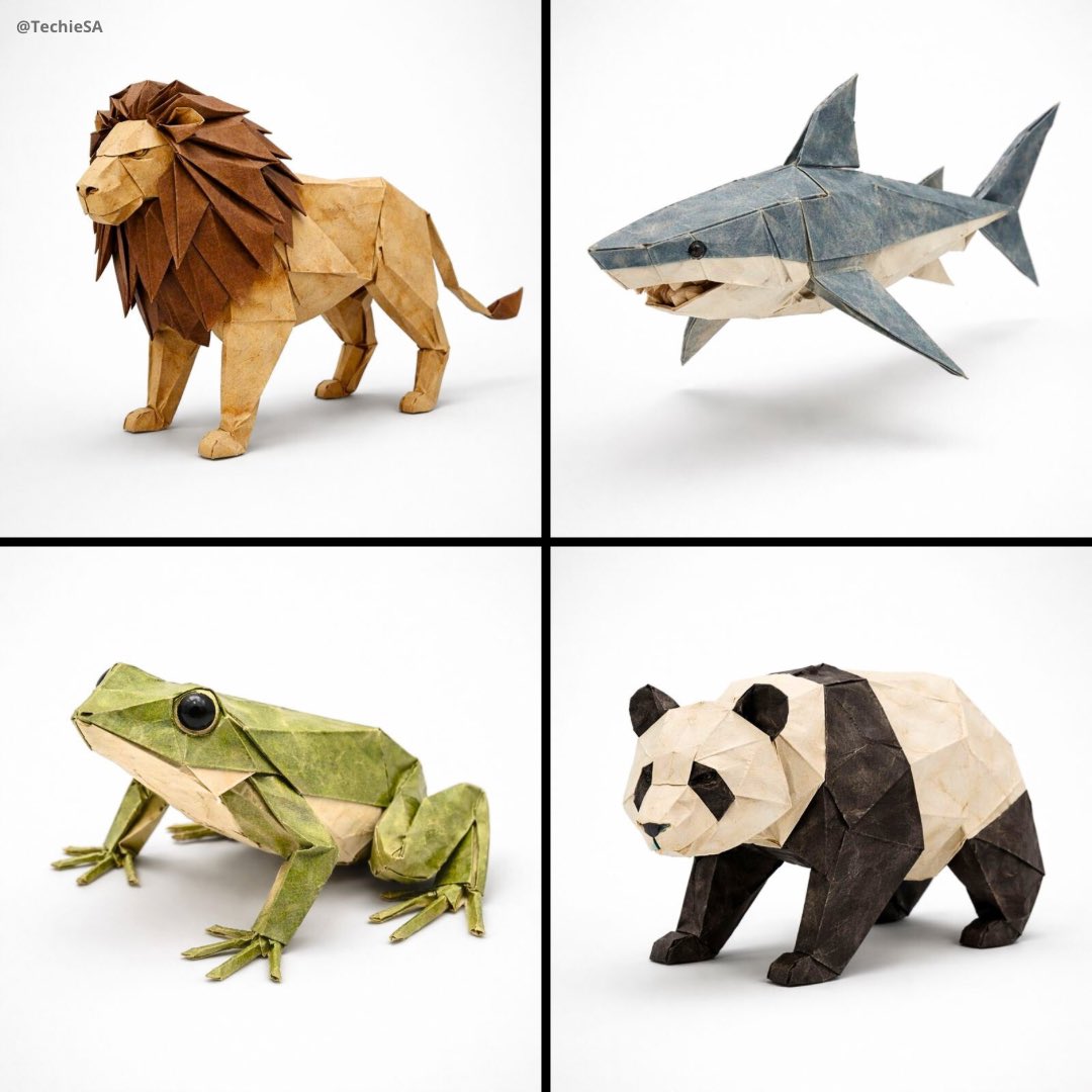 Hyperrealistic Origami Animal 3D Visualization - view 1