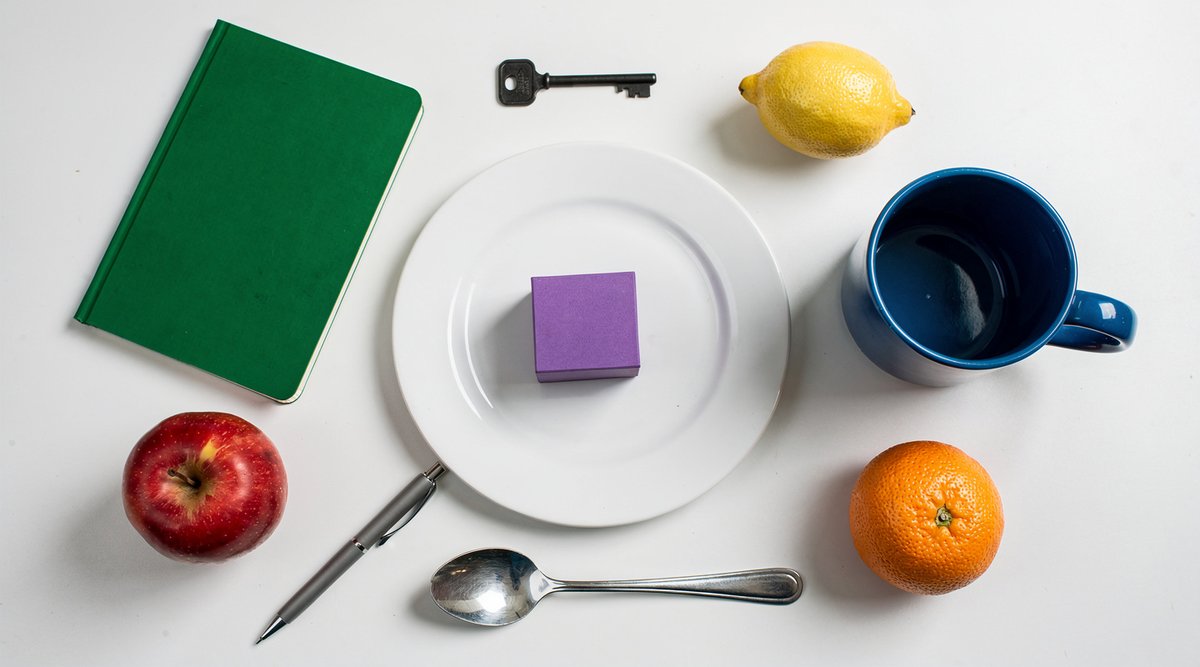 Photorealistic Top-Down Tabletop with 10 Precisely Arranged Objects - view 1