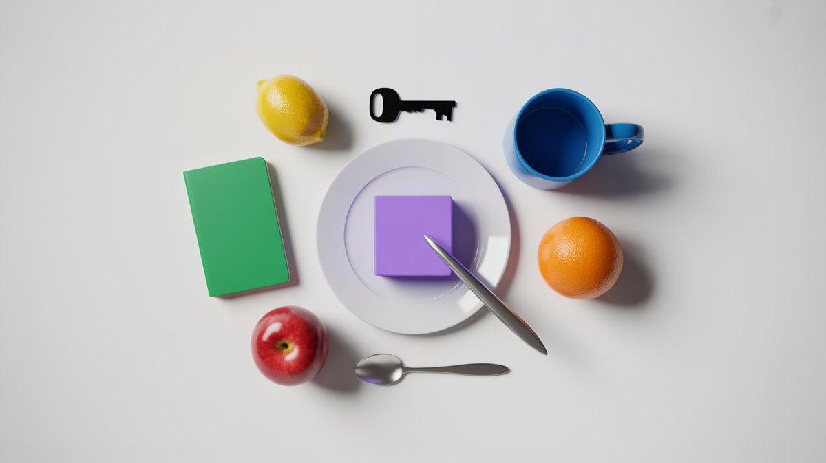 Photorealistic Top-Down Tabletop with 10 Precisely Arranged Objects thumbnail 4