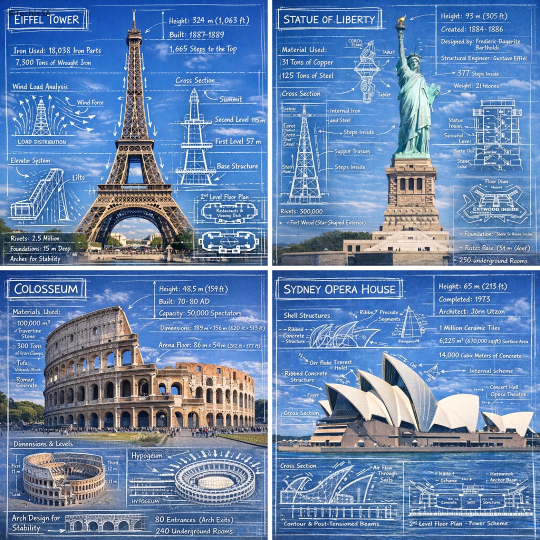 Infographic Landmark Blueprint Annotations - view 1