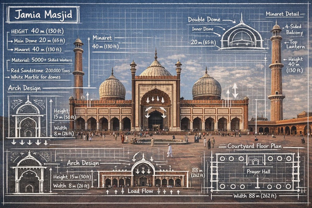 Landmark Infographic with Blueprint Annotations thumbnail 2