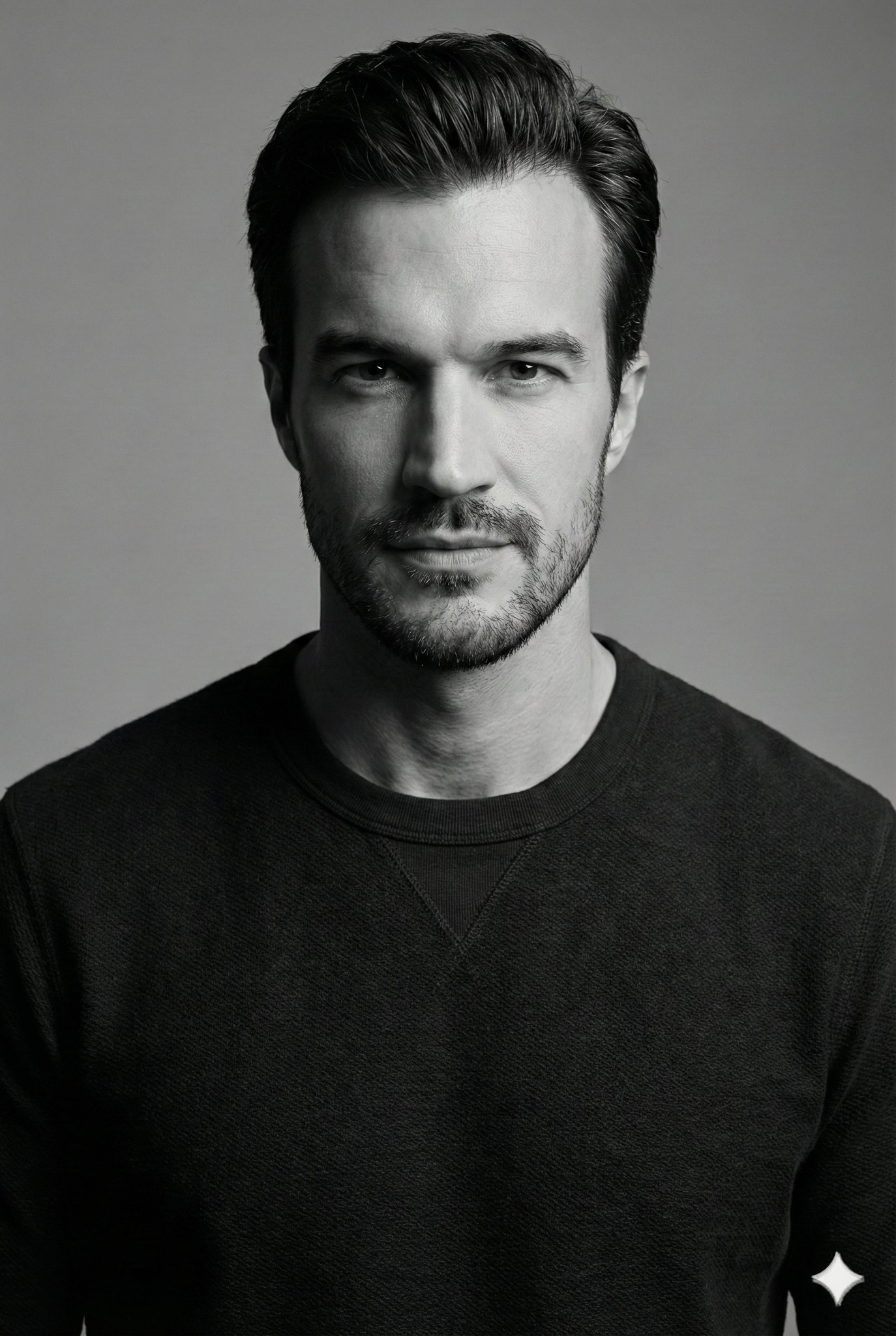 High-Contrast Monochrome Studio Portrait of a Confident Man - view 1