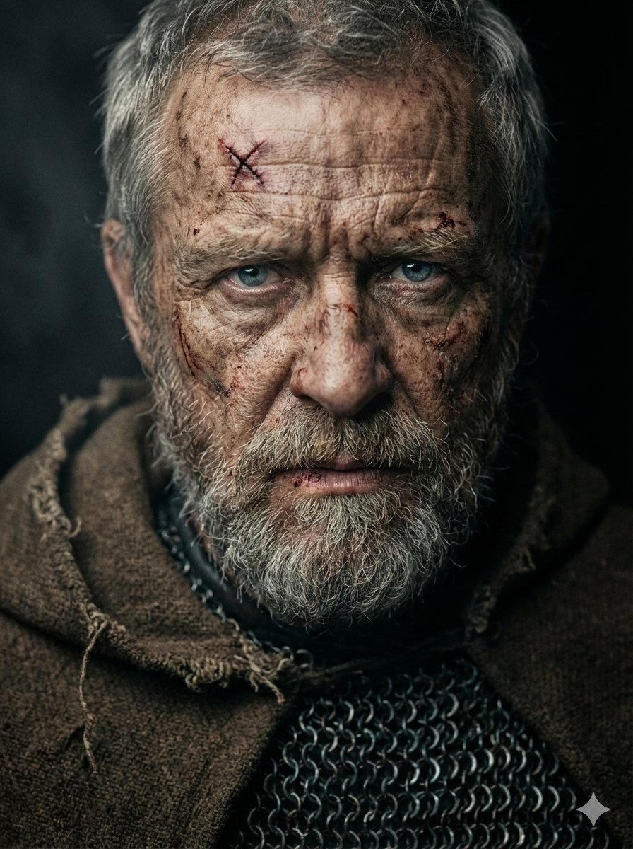 Cinematic Hyper-realistic Portrait of a Battle-Hardened Medieval Warrior - view 1