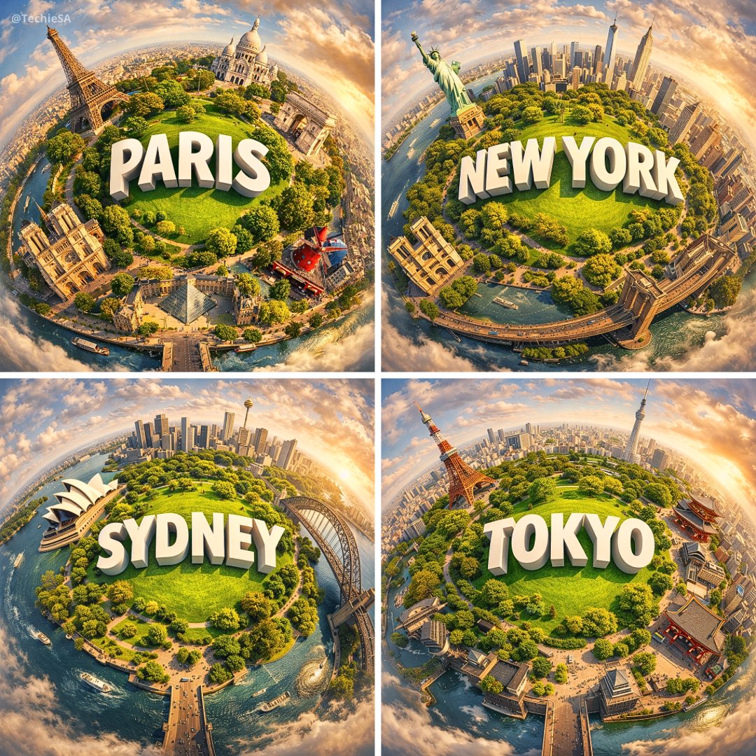 Hyperrealistic Miniature City Planet with 3D Text at Golden Hour - view 1