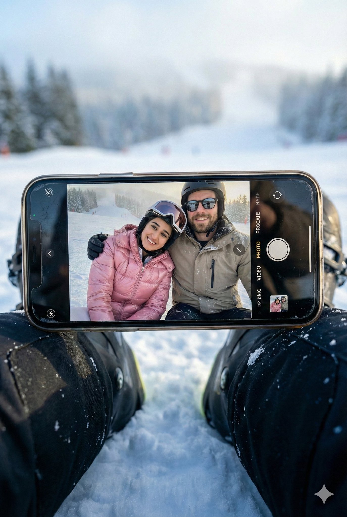 Hyper-realistic Winter Selfie with Smartphone UI thumbnail 2