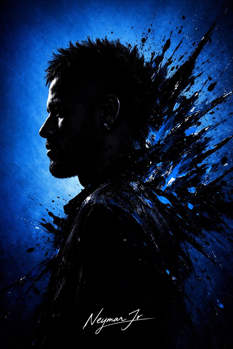 Dramatic Stylized Portrait with Electric Blue and Paint Splashes - view 1