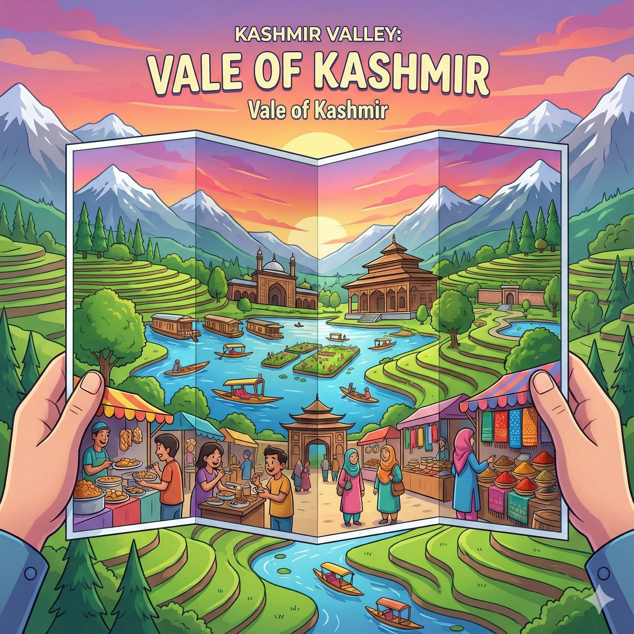 Stylized Travel Brochure for Kashmir Valley - view 1