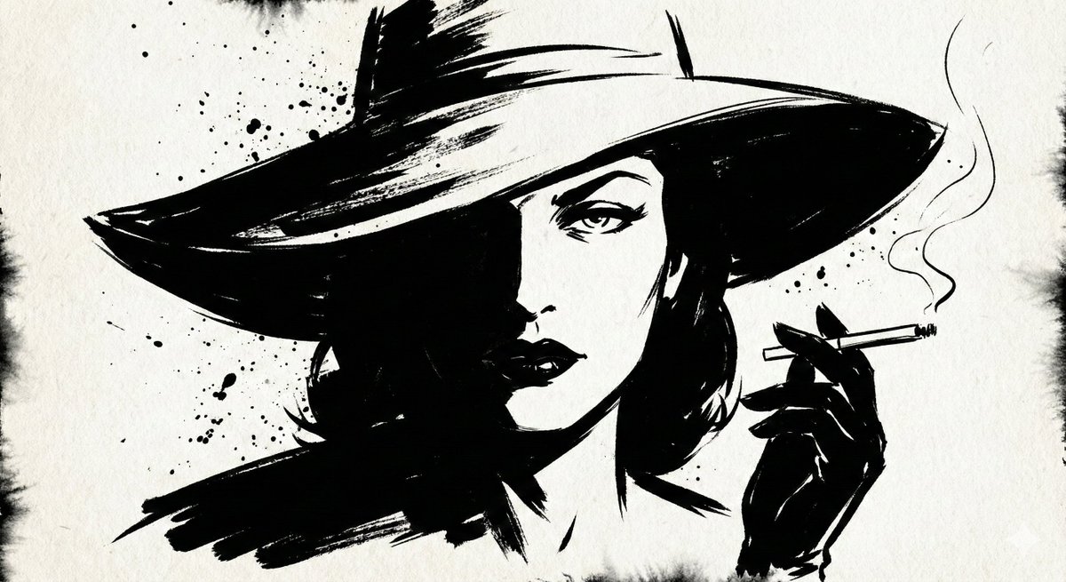 High-Contrast Ink Noir Portrait - view 1