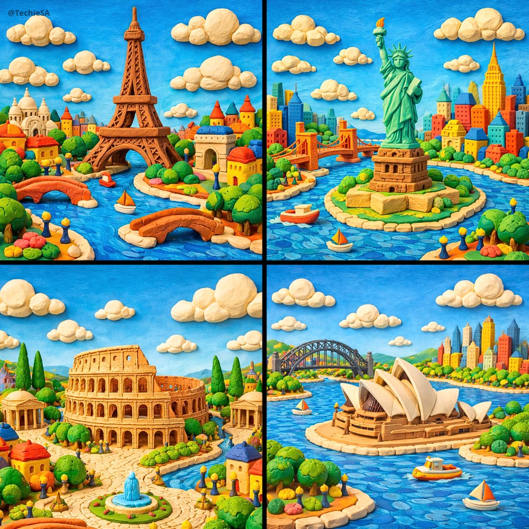 Whimsical Miniature World Crafted from Colorful Modeling Clay - view 1