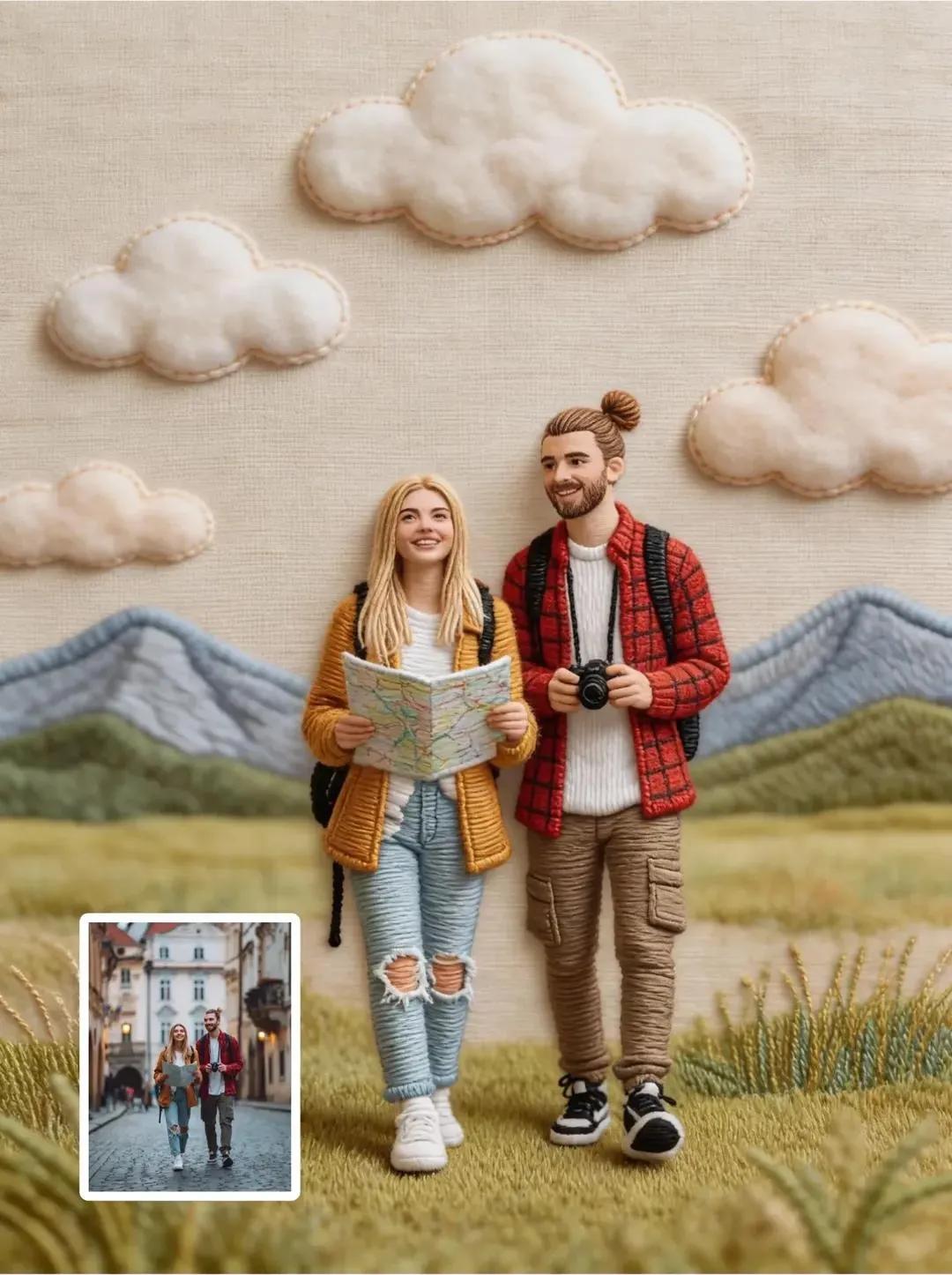 Photorealistic Character Portrait as Hyper-Detailed Hand Embroidery Artwork thumbnail 2