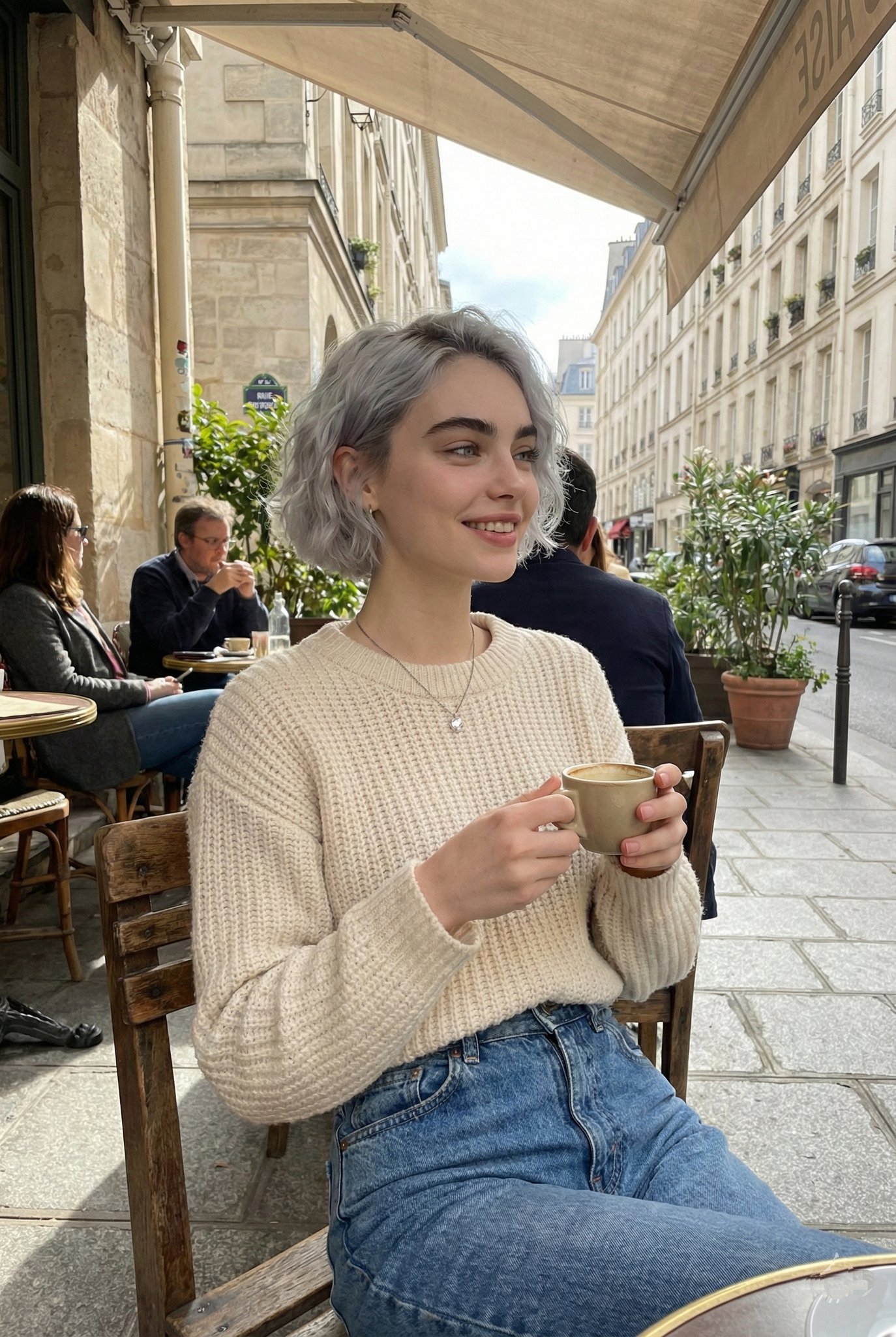 Candid Lifestyle Portrait at Parisian Café - view 1