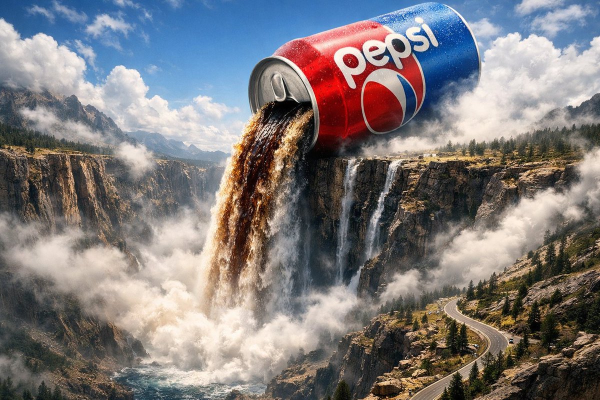 Surreal Landscape: Giant Coca-Cola Can Waterfall thumbnail 2