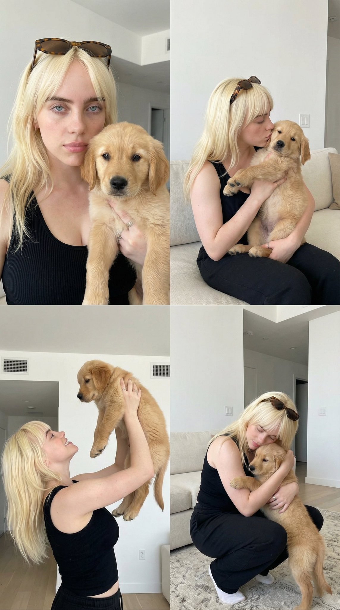 Lifestyle Collage: Woman and Golden Retriever Puppy - view 1