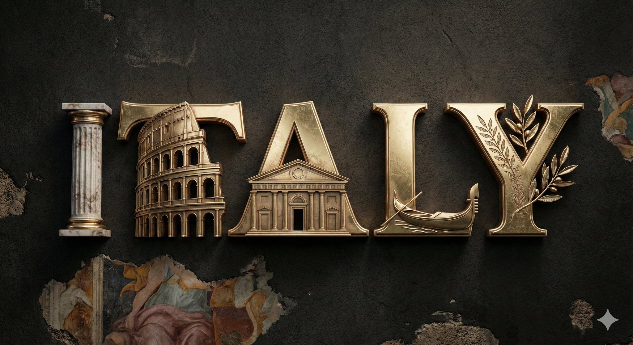3D Metallic Typography with Cultural Elements - view 1