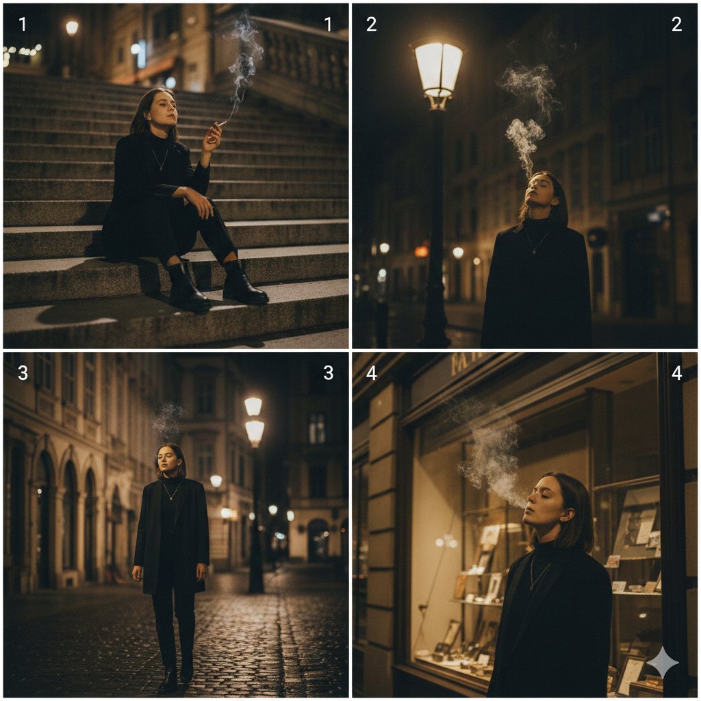 Cinematic City Walk Photo Collage with Smoking - view 1