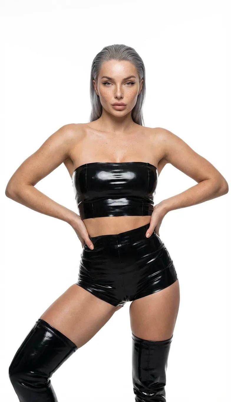 Ultra-realistic High-Fashion Latex Studio Portrait thumbnail 2
