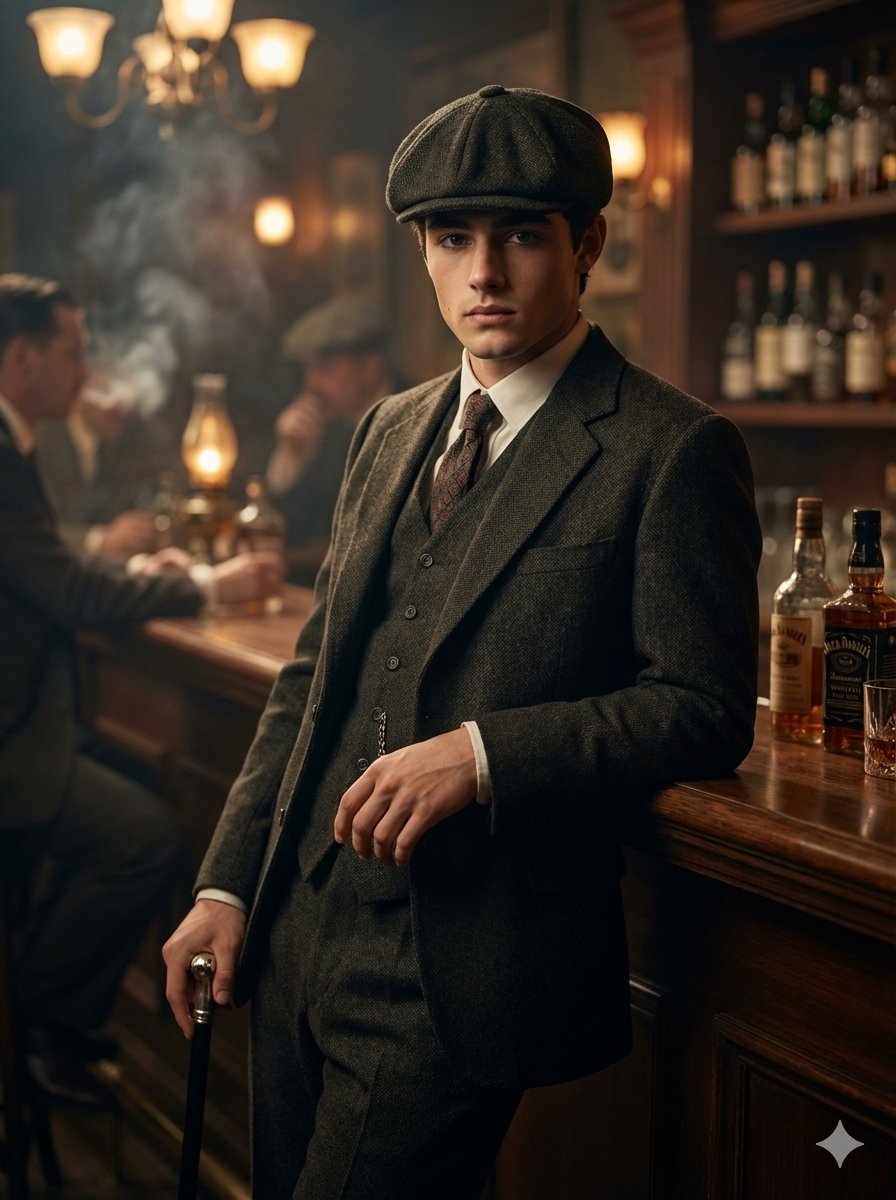 Cinematic Portrait of Man in Peaky Blinders Attire - view 1