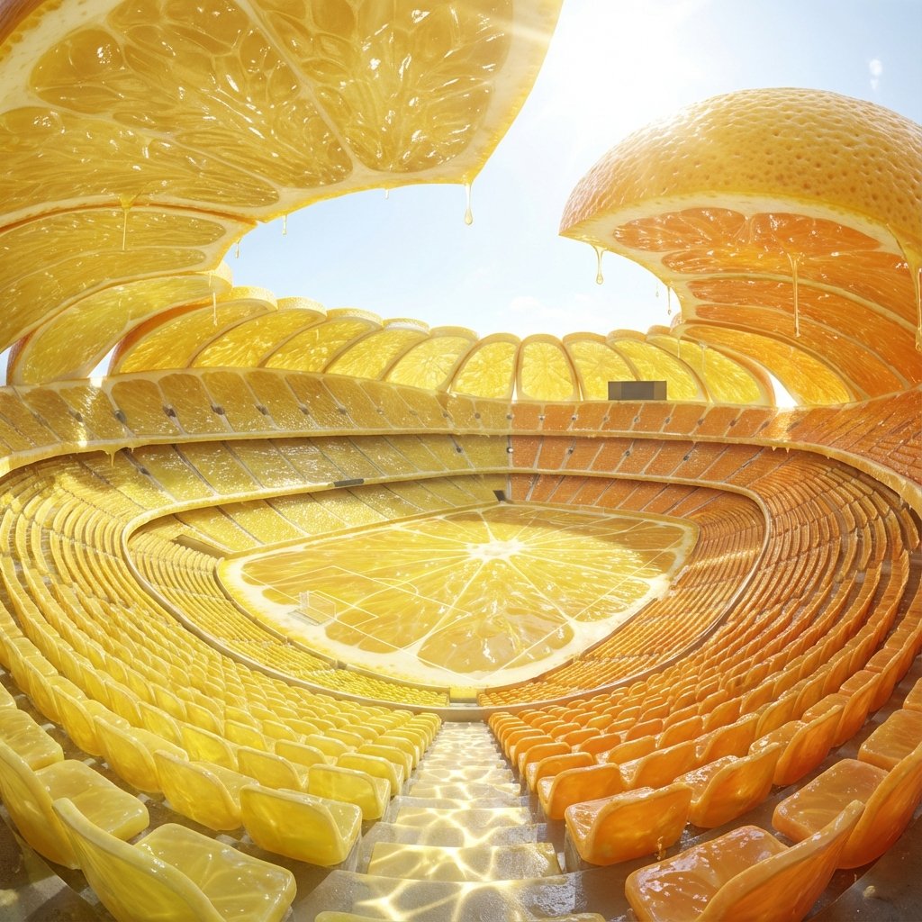 Surreal Citrus Stadium Architecture thumbnail 2