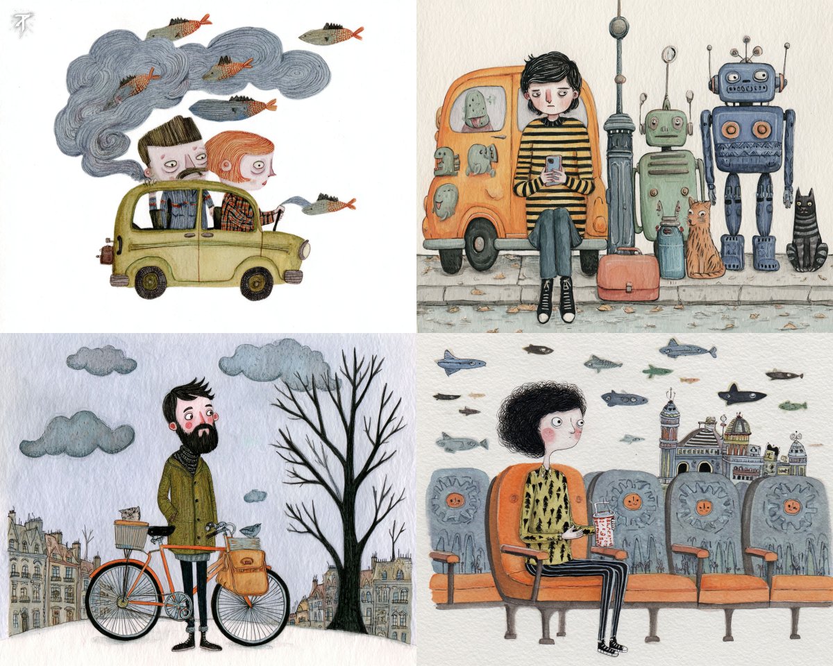 Hand-drawn Storybook Illustration with Muted Colors - view 1