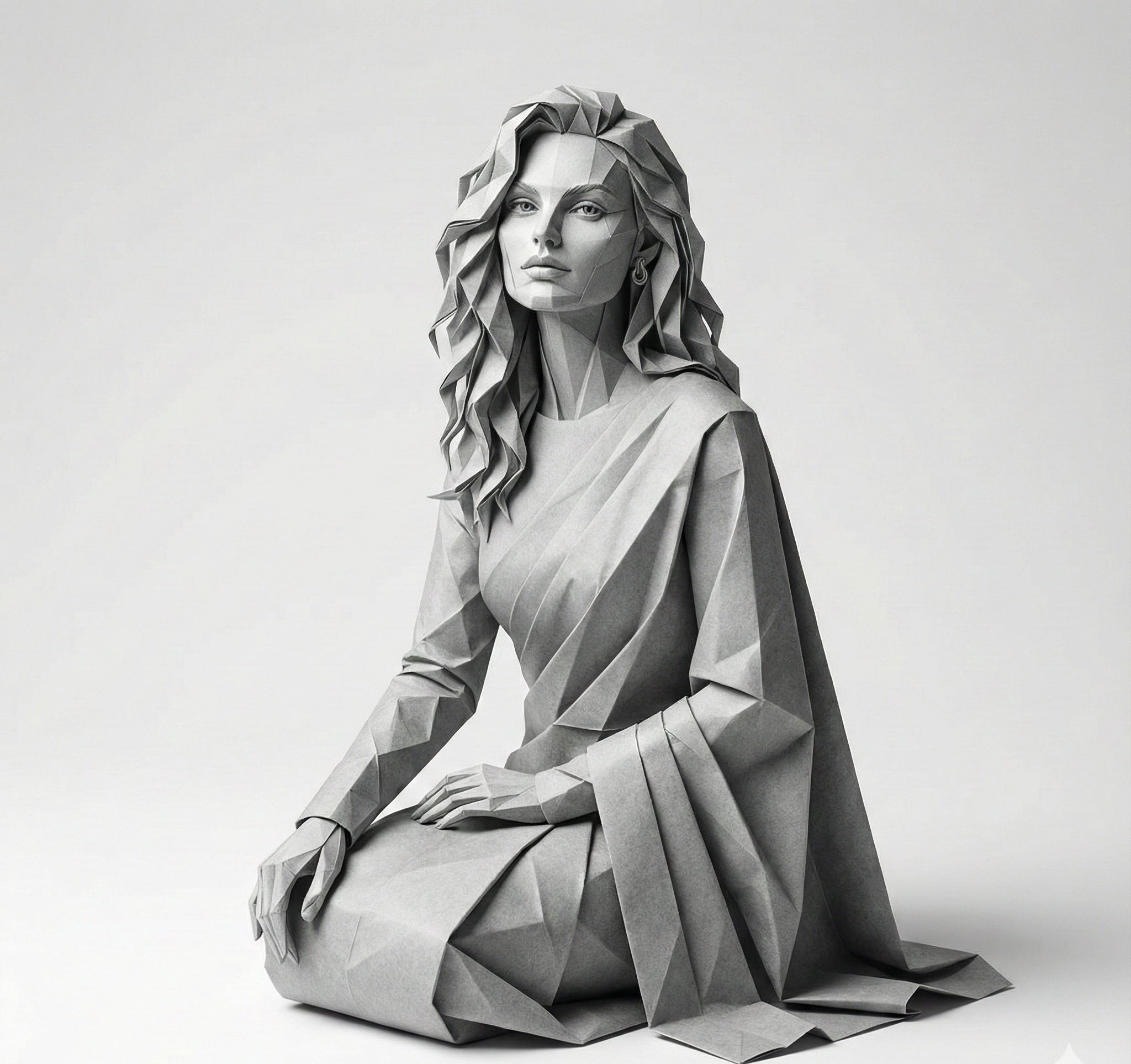 Hyper-Detailed Origami Sculpture of a Person thumbnail 2