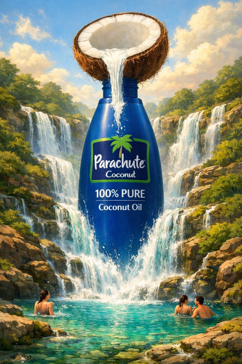 Surreal Commercial Illustration: Product in Ingredient Landscape - view 1