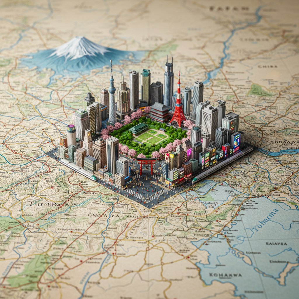 Realistic Geographic Map with Miniature City Diorama thumbnail 2