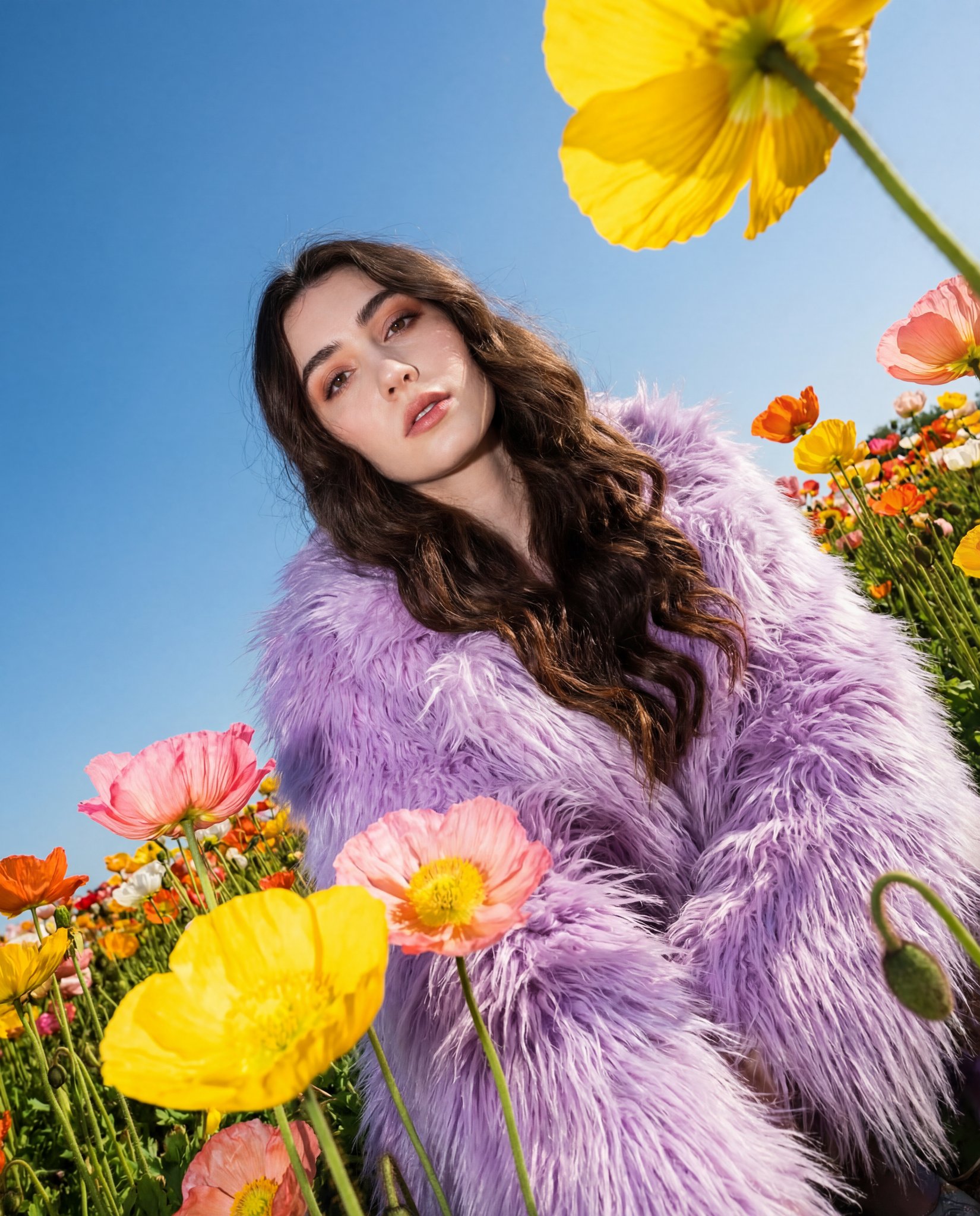 Striking Outdoor Fashion Portrait in Vibrant Flower Field thumbnail 2