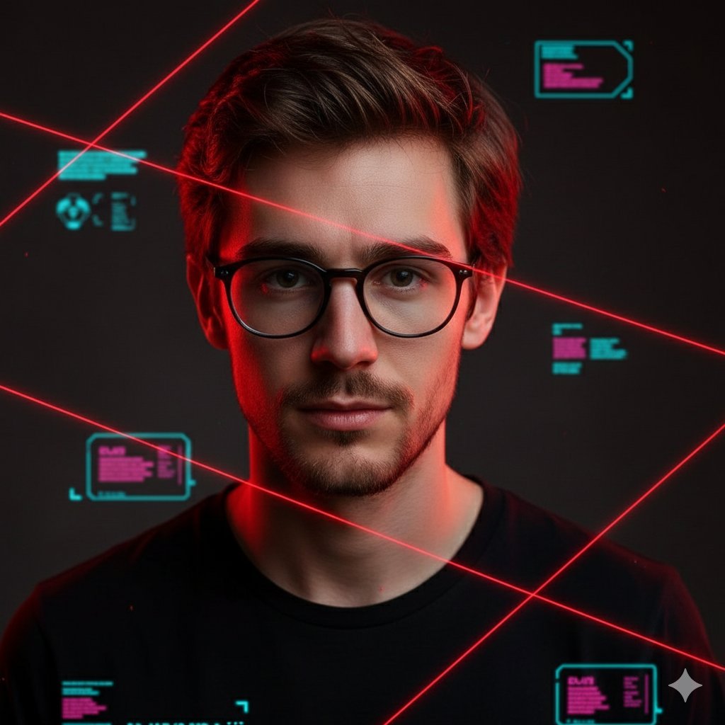Cinematic Cyberpunk Studio Portrait with Red Neon - view 1