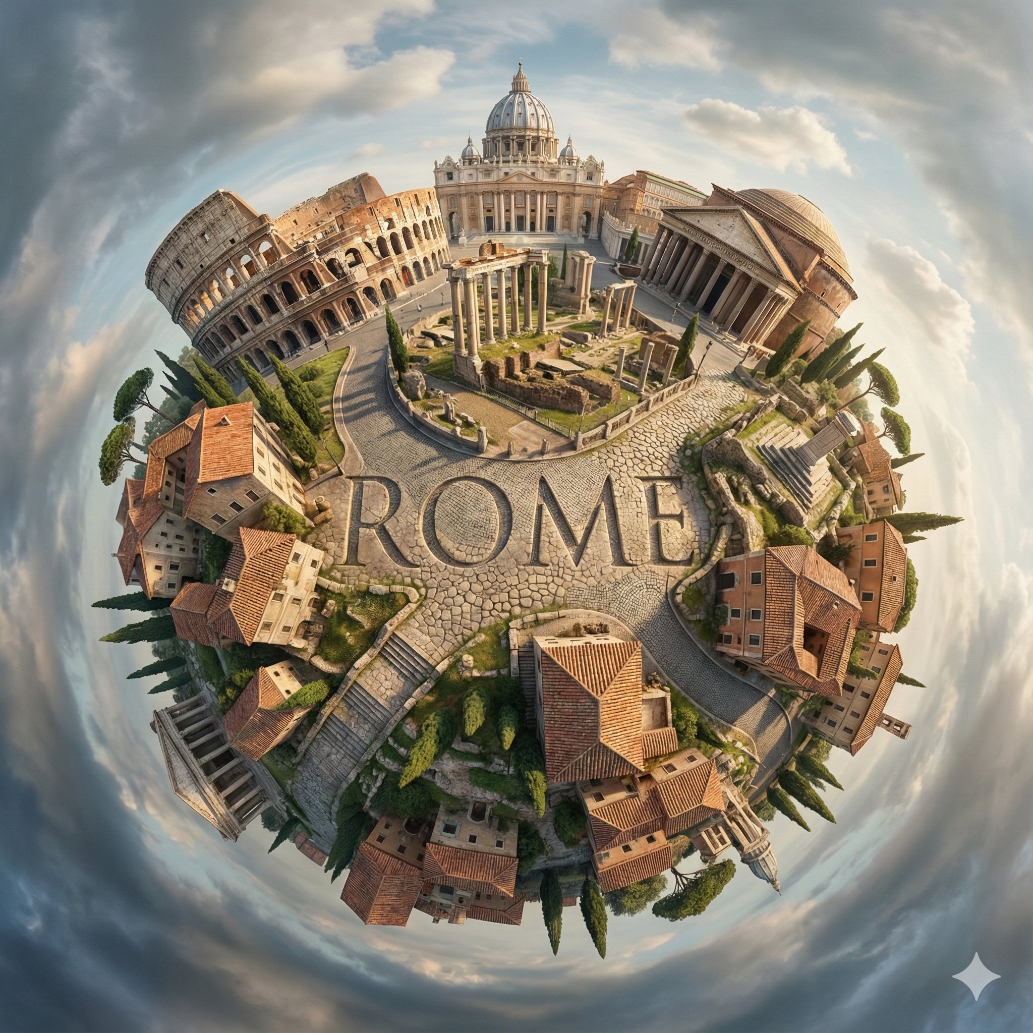 Hyperrealistic Surreal Spherical City Panorama - view 1