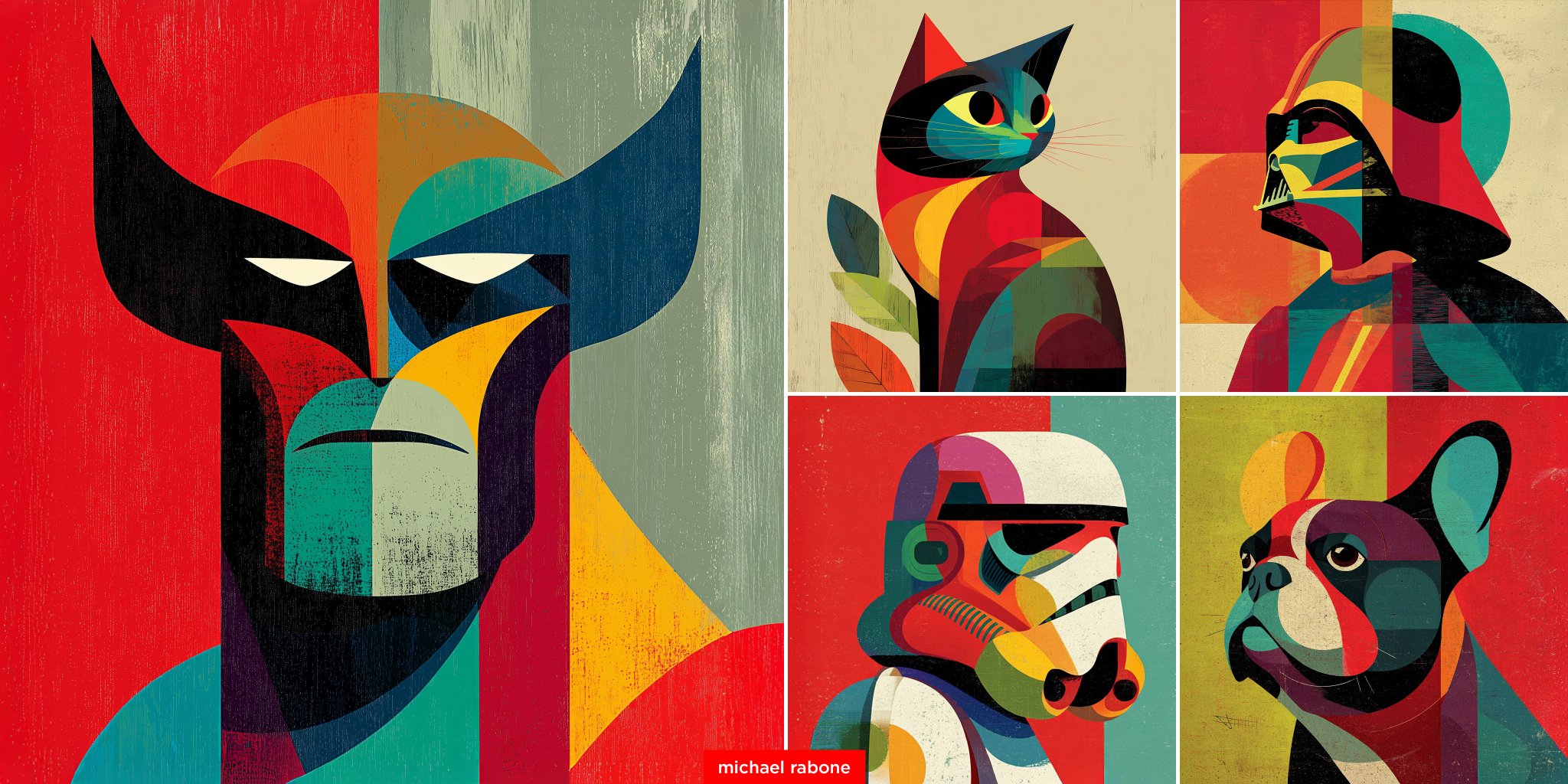 Geometric Mid-Century Abstract Shape Characters - view 1