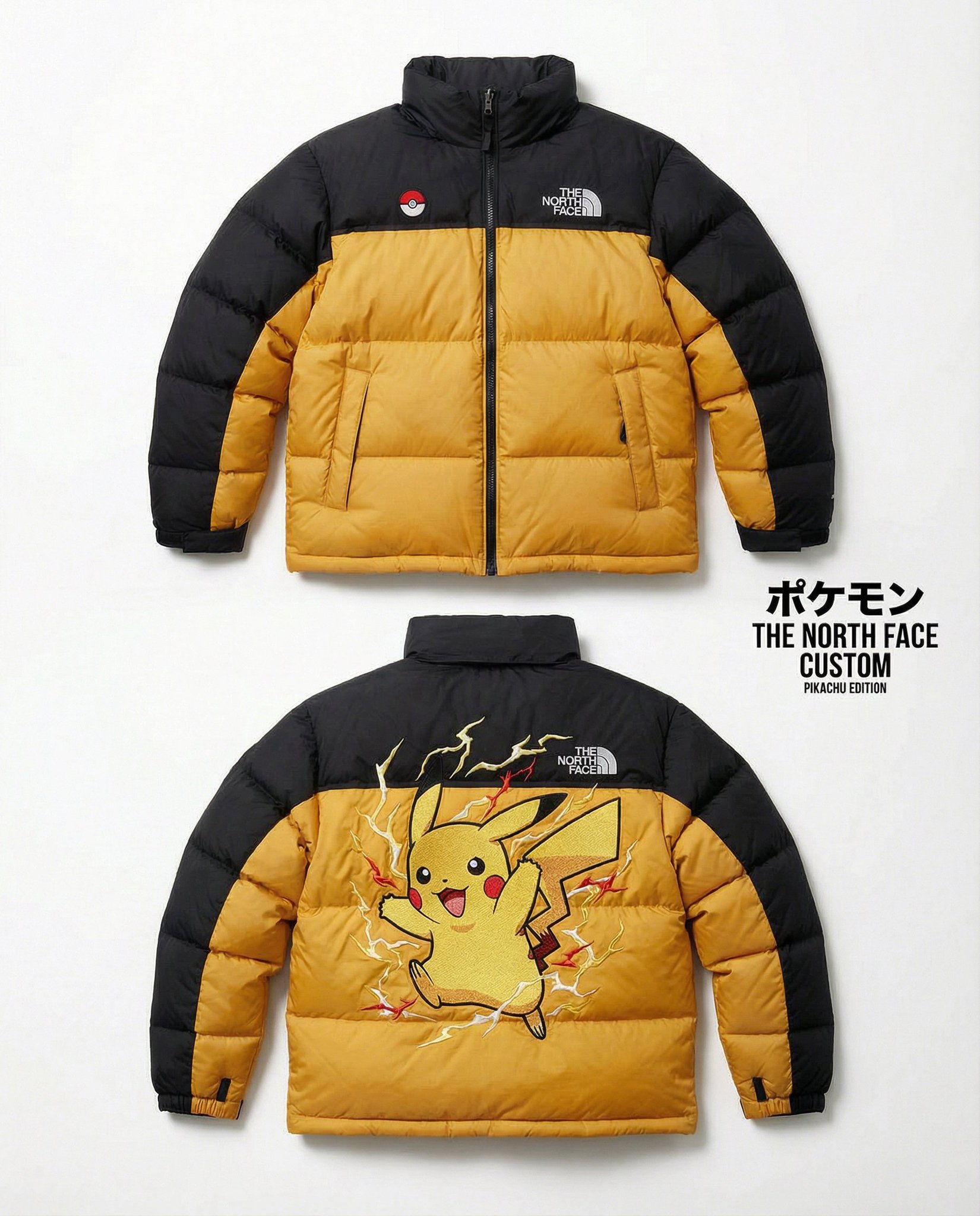High-End Pokémon-Inspired North Face Nuptse Jacket Product Shot - view 1
