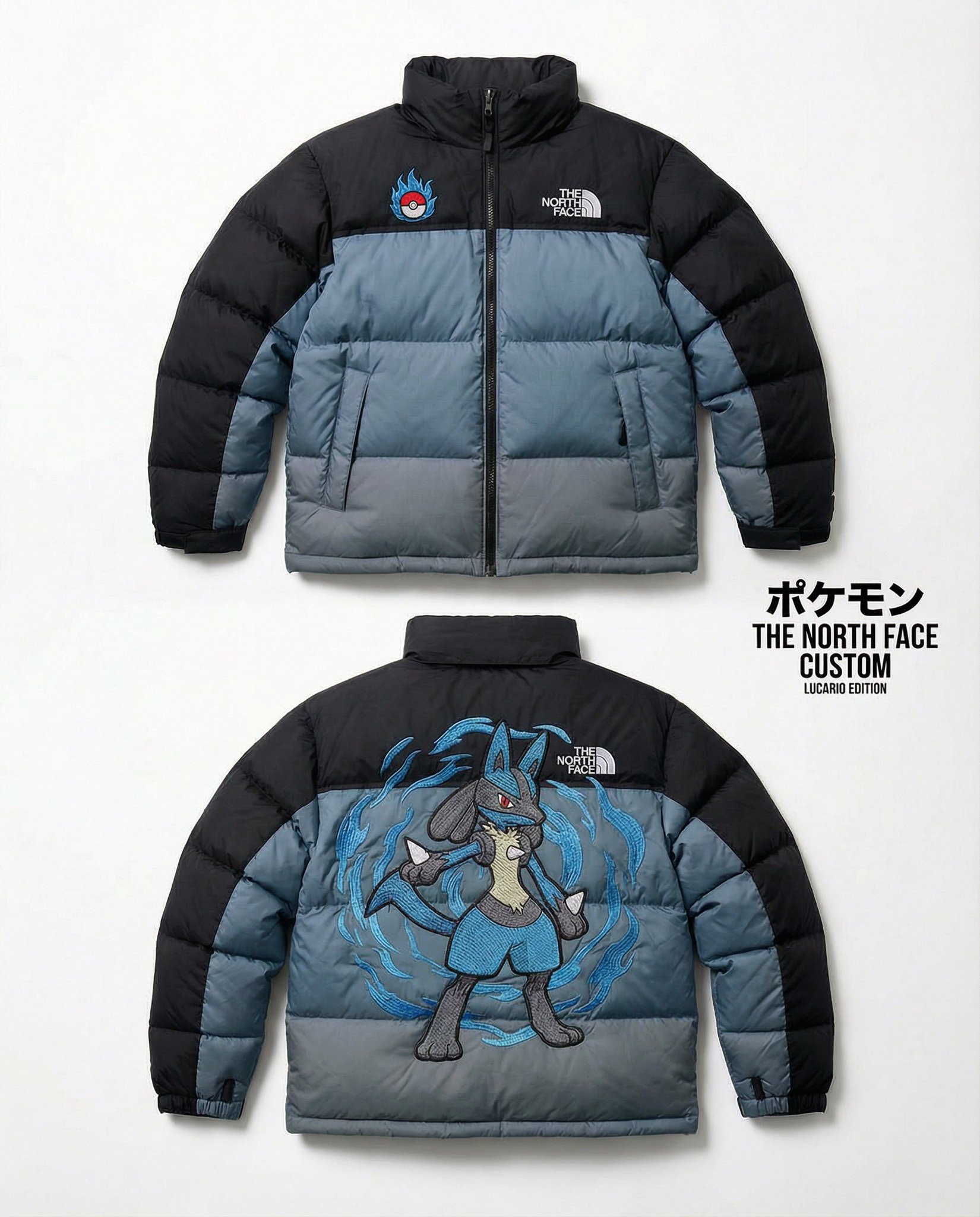 High-End Pokémon-Inspired North Face Nuptse Jacket Product Shot thumbnail 2