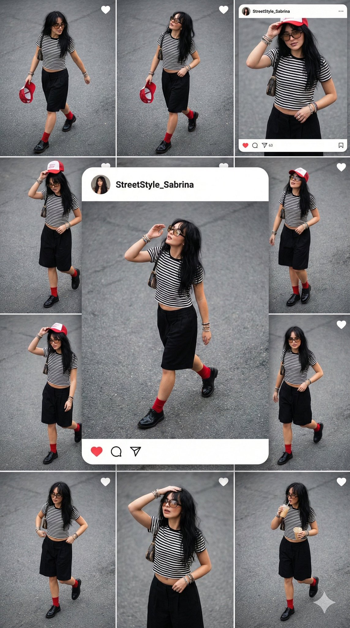 Urban Street Style Instagram Grid, Candid Top-Down View - view 1