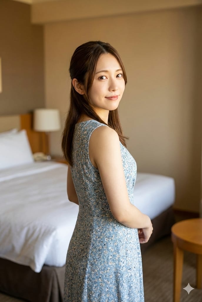 Candid Lifestyle Portrait of a Young Woman in Floral Dress - view 1