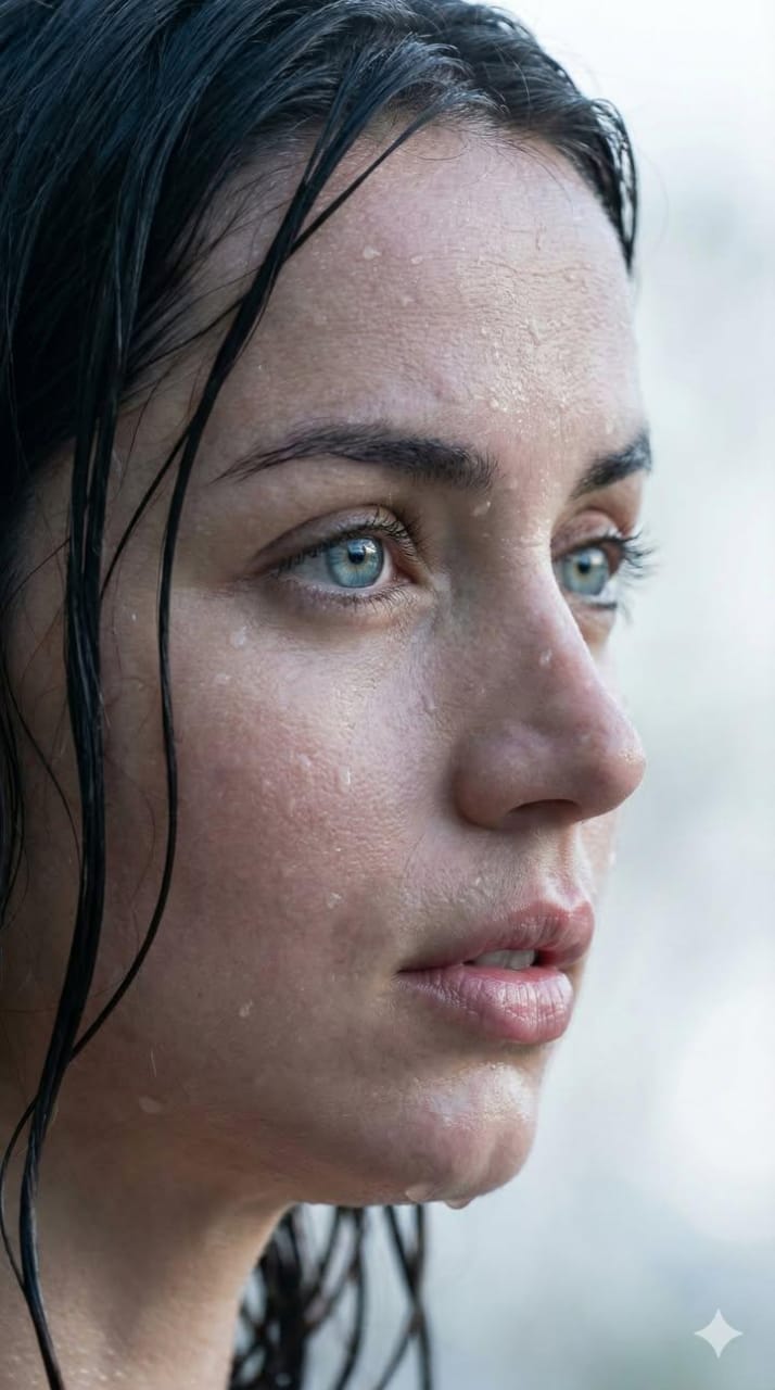 Extreme Wet Close-up Portrait of a Young Woman - view 1