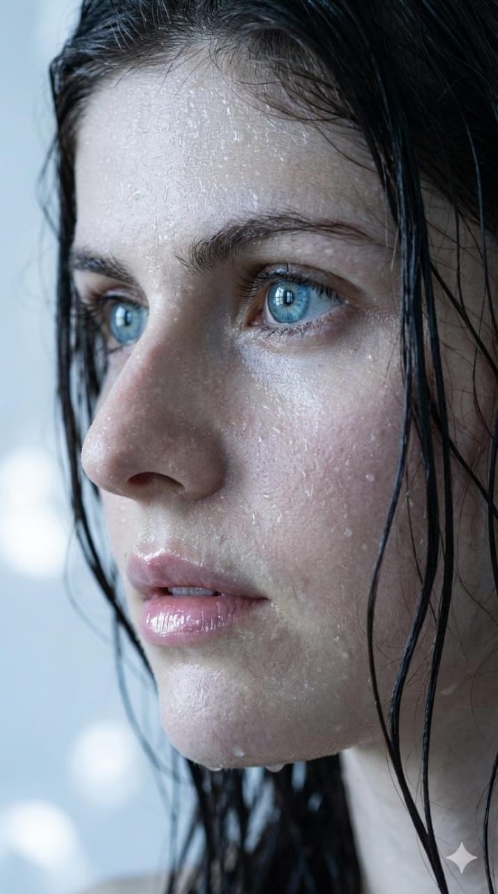 Extreme Wet Close-up Portrait of a Young Woman thumbnail 2