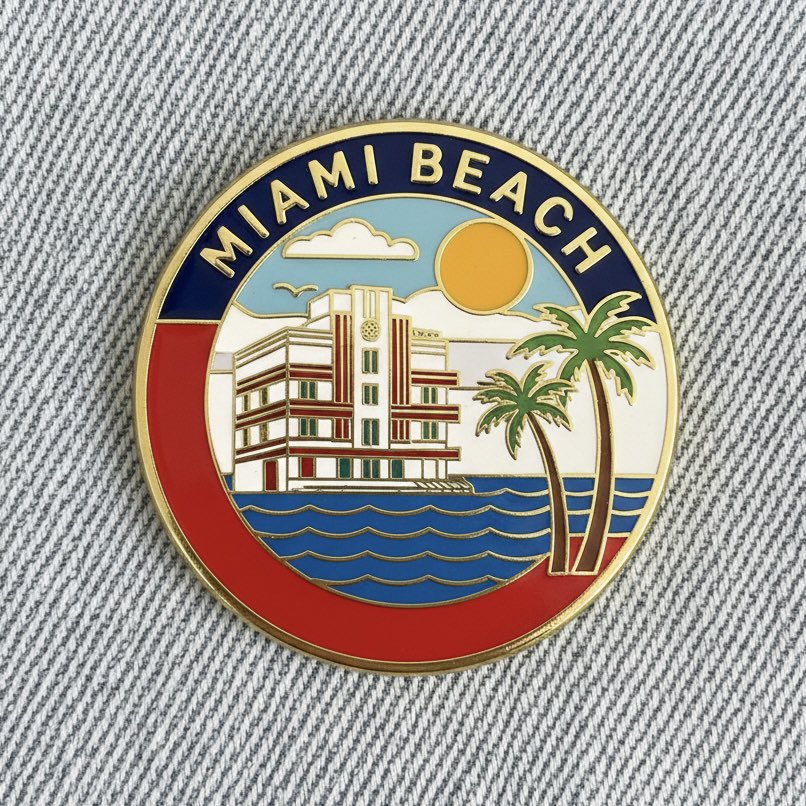 Collectible Enamel Pin with City Landmarks on Denim thumbnail 4