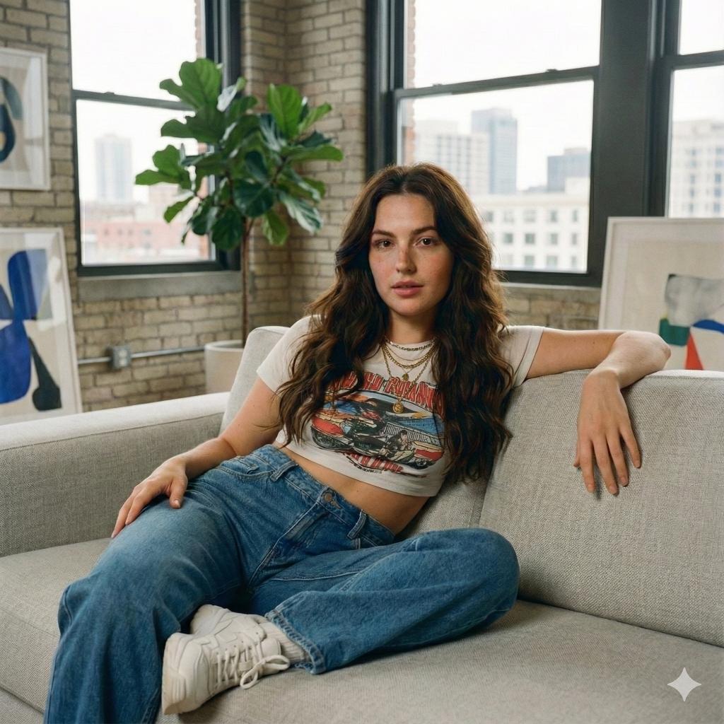 Confident Woman in Modern Loft, Lifestyle Portrait - view 1